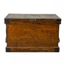 A large iron bound carpenter's chest.