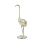 A silver model of a flamingo, stamped 925,