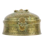 An Indian brass betel box, 19th century.