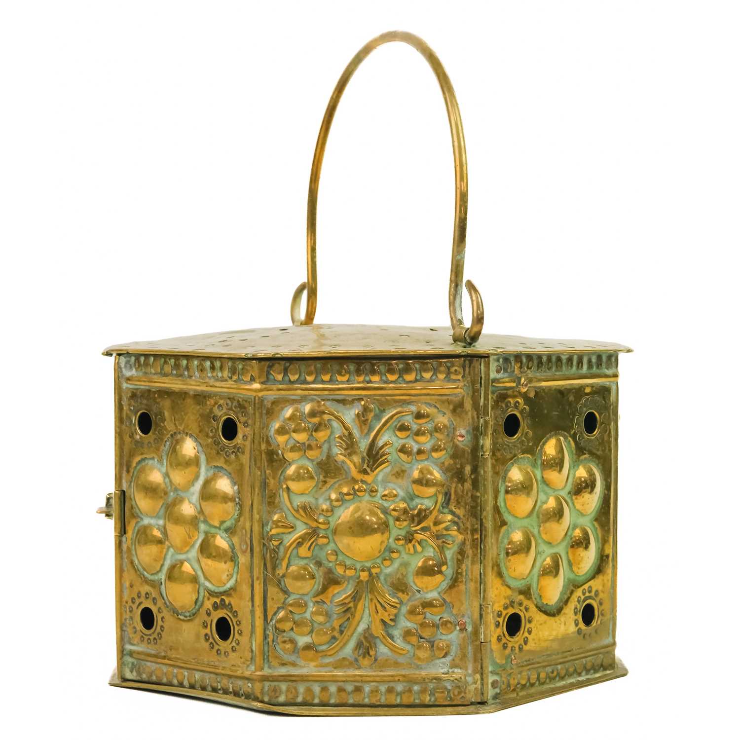 An Indian pierced brass incense box, 19th century. - Image 6 of 7