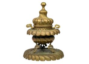 A large Turkish brass incense burner, late 19th/early 20th century.