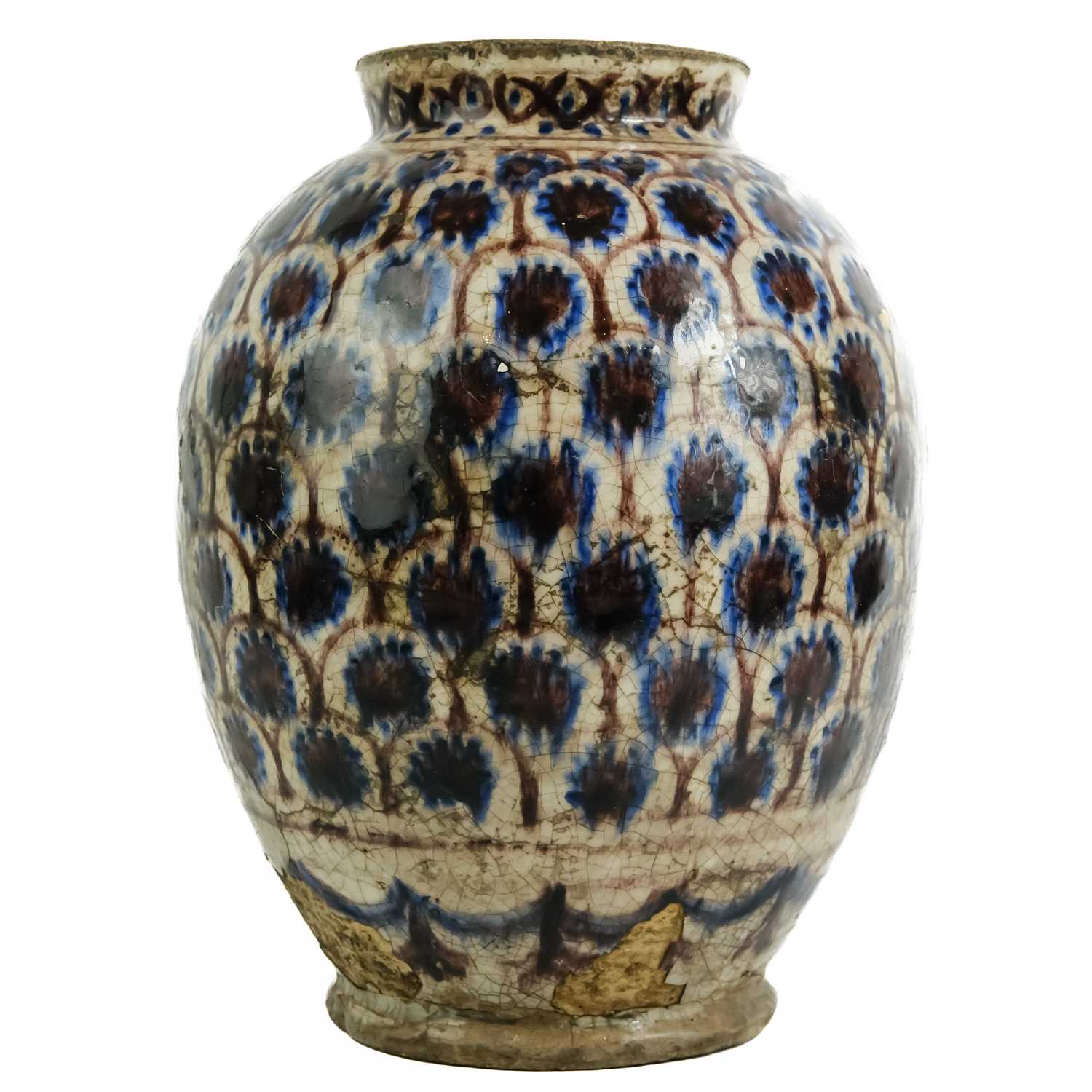 A Persian pottery glazed vase, 16th century. - Image 4 of 6