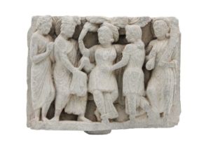 A Gandharan carved schist panel, circa 3rd century.