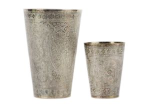 Two Indian silver floral decorated beakers, circa 1900.