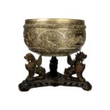 A large Indian silver bowl, circa 1900.
