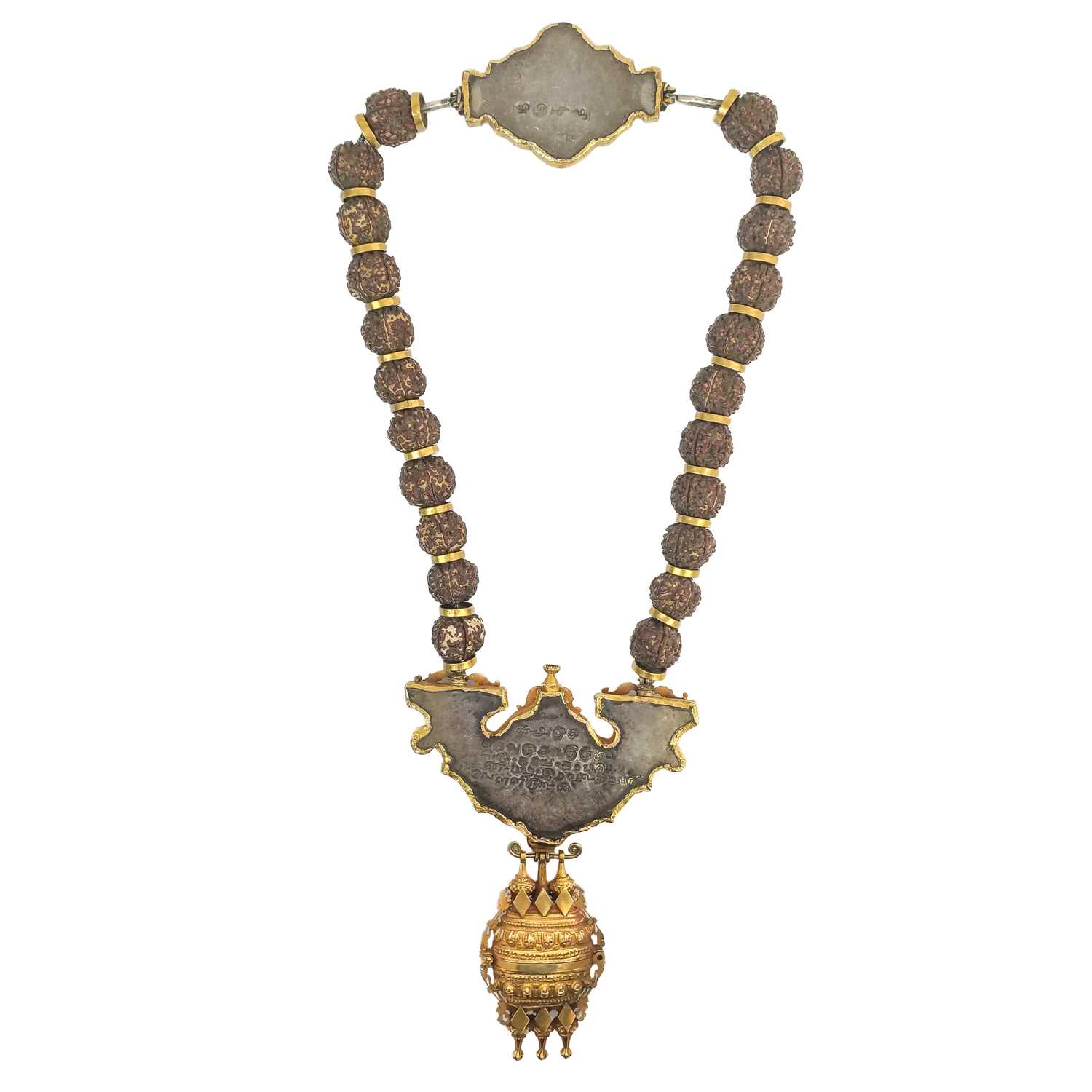A Rudraksha gold necklace, (Gowrishankaram) Tamil Nadu, South India, 19th century. - Image 2 of 22