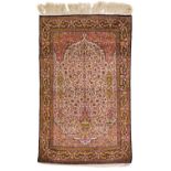 A Ghom silk rug, Central Persia.