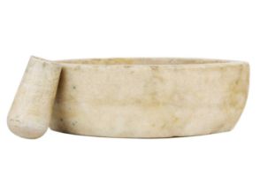 An Indian marble pestle and mortar, early 20th century.