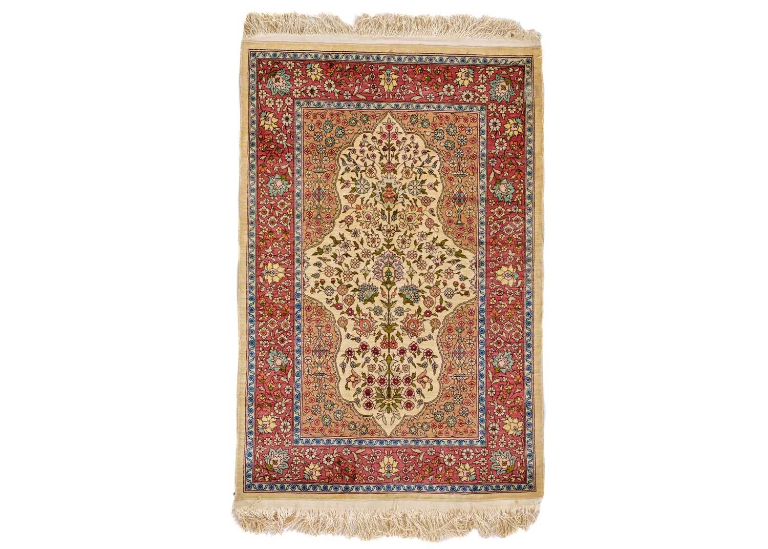 A Hereke silk rug, West Anatolia.