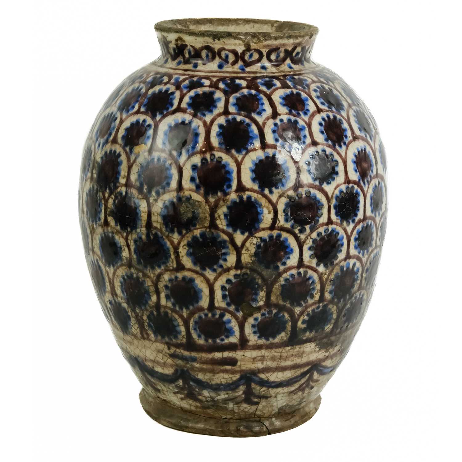 A Persian pottery glazed vase, 16th century.