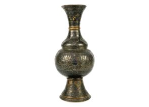 A Cairoware brass vase, Egypt, 19th century.