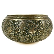 A Persian polished bronze bowl, 18th century.