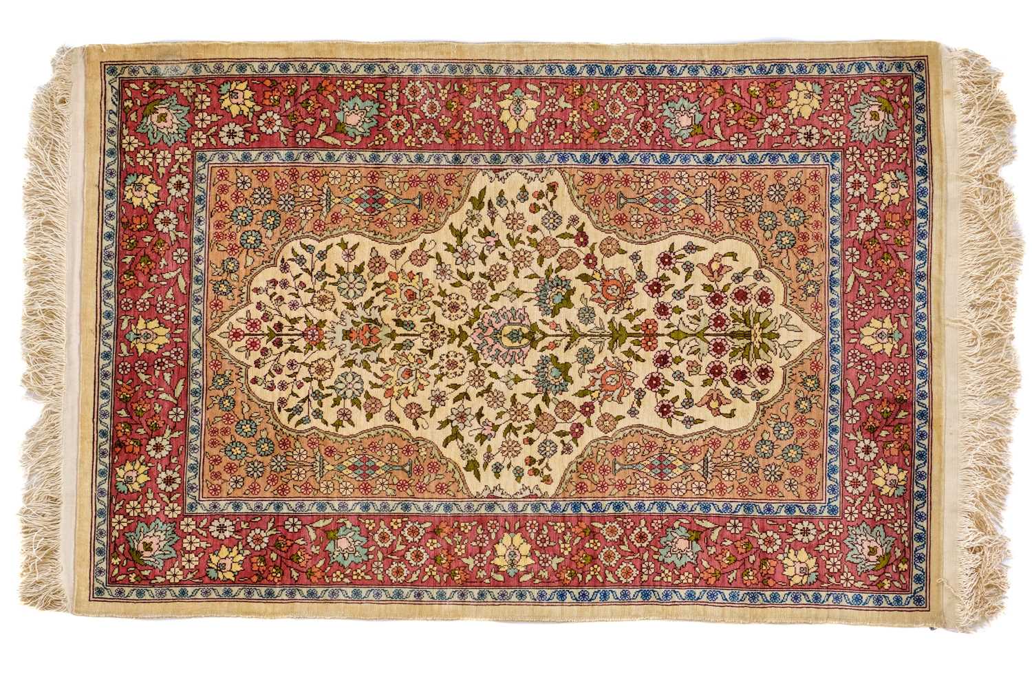 A Hereke silk rug, West Anatolia. - Image 2 of 5