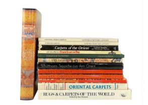 Thirteen books relating to antique rugs and carpets.