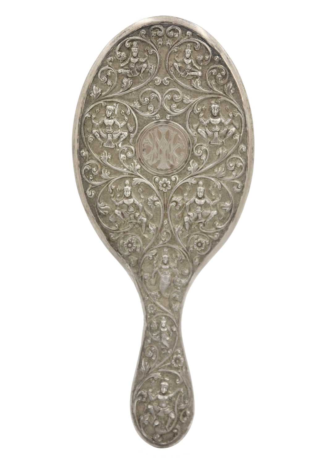 An Indian silver hand-mirror, late 19th century. - Image 4 of 5