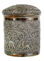 An Indian silver cannister, early 20th century.