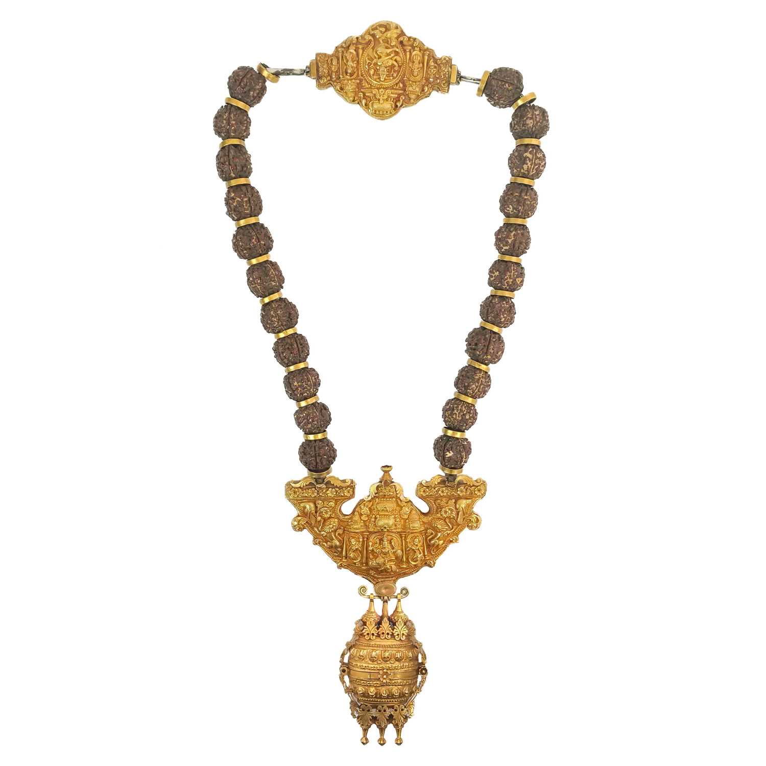 A Rudraksha gold necklace, (Gowrishankaram) Tamil Nadu, South India, 19th century.