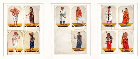 Eleven Indian company School paintings on mica, 19th century.