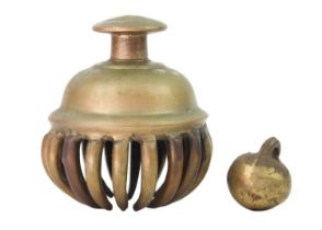 A large Indian polished bronze elephant claw bell, early 20th century.