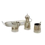 An Egyptian silver cruet set, early 20th century.