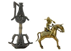 A Benin anthropomorphic bronze ceremonial sceptre.