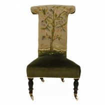 A Victorian walnut framed prie dieu chair.