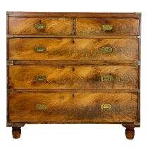 A brass bound mahogany two part adapted military chest.