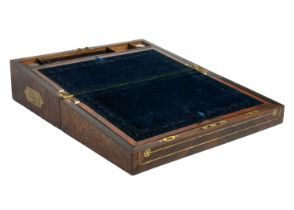 A Victorian brass bound burr and kingwood crossbanded writing slope.