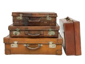 A large leather suitcase.