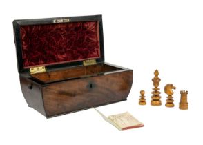 A Lund St George pattern style boxwood and ebony chess set.