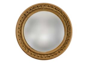 A circular gilt gesso small convex wall mirror.