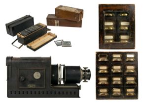 A large collection of glass lantern slides.