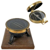 A brass prismatic surveyor's compass by Francis Barker & Sons Ltd.