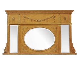 A Regency overmantel tripe plate mirror.