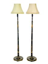 A pair of early 20th century Chinoiserie lacquer standard lamps.