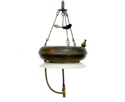 A brass and enamel Tilley pressure 'lifebuoy' lamp.