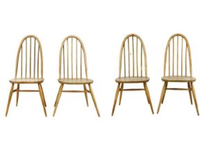 Four light oak hoop back Ercol chairs