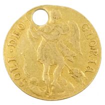 A Charles II gold touch piece.