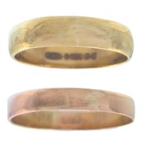 Two 9ct band rings.