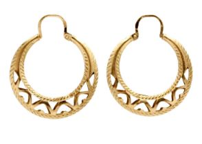 An 18ct pair of pierced hoop earrings.