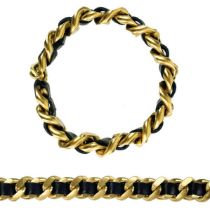 A Chanel 'Barbie Collection' brushed 24ct gold-plated unisex curb link thong bracelet.