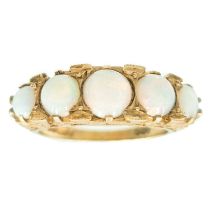 A 9ct Victorian-style white opal set five-stone ring.