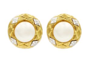 A Chanel pair of 24ct gold-plated Gripoix and crystal clip earrings, circa 1971-1980.