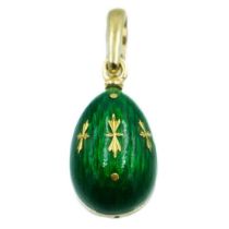 A modern Faberge 18ct gold and enamel egg pendant, ref. F-1310 GR.