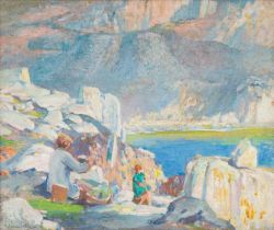 Samuel John LAMORNA BIRCH (1869-1955) The Model, Lamorna Cliffs