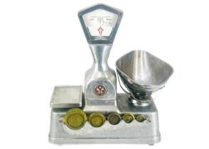 A set of Vandome and Hart Ltd of London aluminium shop scales.