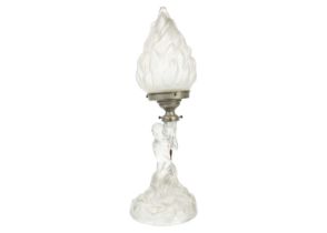 An Art Deco moulded glass table lamp.