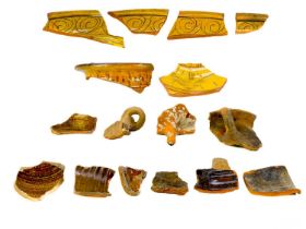 A collection of post Medieval and later pottery shards.