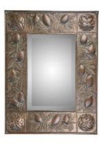 An Arts and Crafts copper frame mirror.