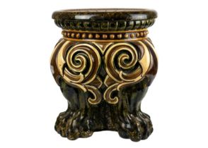 A German majolica stand or garden stool by Wilhelm Schiller and Son.
